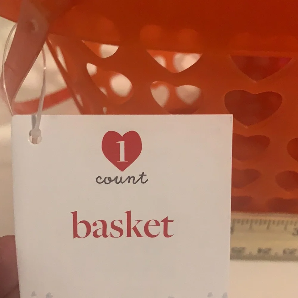 Target Bullseye Valentine’s heart Shape plastic basket in color Red.